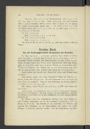 Zweites Buch. Von der Deckungsgleichheit (Kongruenz) der Dreiecke