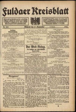 Ausgabe vom Mittwoch, den 27. September 1916.