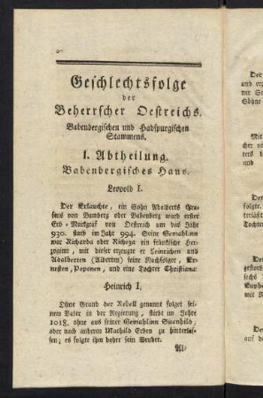 30-59, Geschlechtsfolge der Beherrscher Oestreichs.