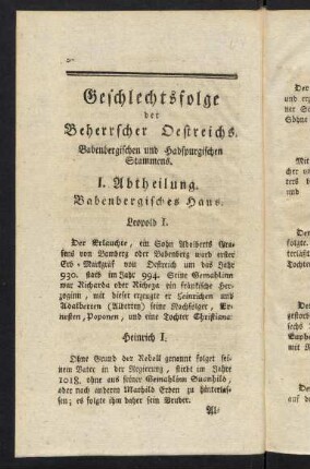 30-59, Geschlechtsfolge der Beherrscher Oestreichs.