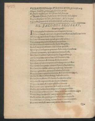 III. Jacobus Seiffert, Numburgensis