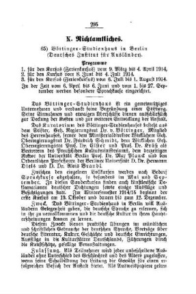 Böttinger-Studienhaus in Berlin (Deutsches Institut für Ausländer) : [K. Nichtamtliches]