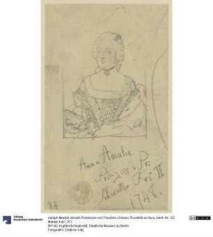 Amalie Prinzessin von Preußen. Kleines Rundbild en face
