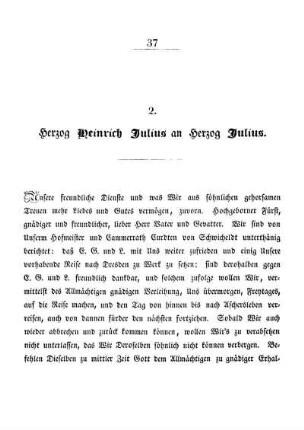2. Herzog Heinrich Julius an Herzog Julius.