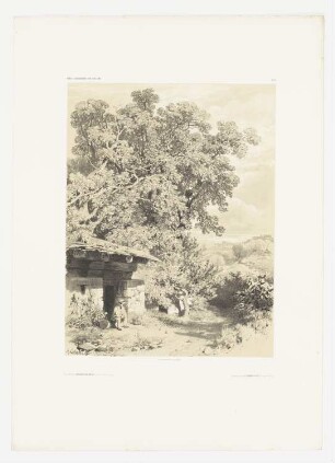 Mann vor einer Hütte, Blatt 4 der Folge "Wälder und Berge"