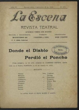 Donde el diablo perdió el poncho : pieza campera, en un acto