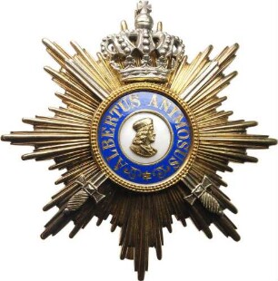 Königlich Sächsischer Albrechtsorden - Goldener Bruststern zum Großkreuz mit silberner Krone und Schwertern, 2. Modell