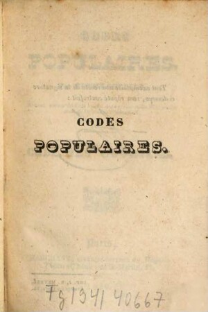Codes populaires : code des ouvriers