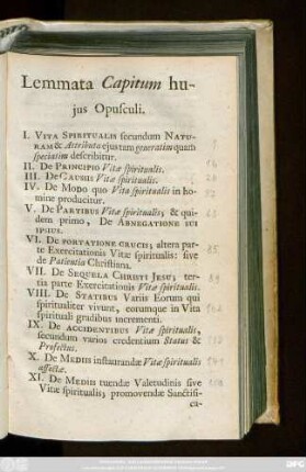 Lemmata Capitum Huius Opusculi.