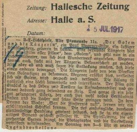 Kritik aus Hallesche Zeitung (05.07.1917)
