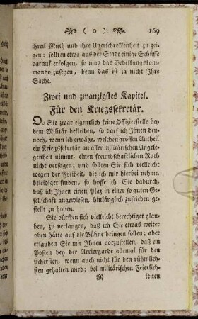 Zwei und zwanzigstes Kapitel. Für den Kriegssekretär.