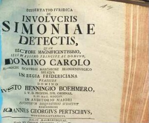 Dissertatio Ivridica De Involvcris Simoniae Detectis