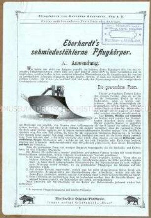 Eberhardt's schmiedestählerne Pflugkörper