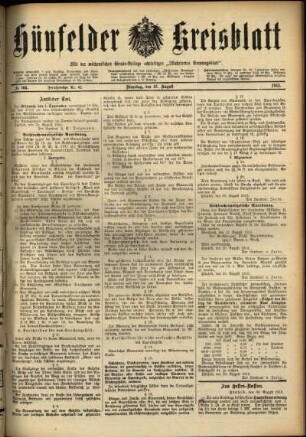 Ausgabe vom Dienstag, den 31. August 1915.