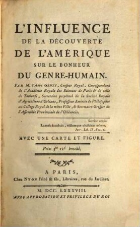 L' influence de la découverte de l'Amerique sur le bonheur du genre-humain