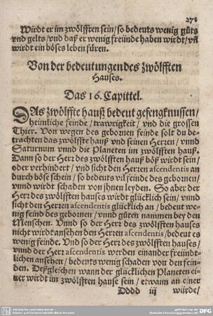Von der bedeutung des zwölfften Hauses. Das 16. Capittel.