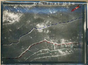 Foto der eigenen und feindlichen vermutlich vorderen Linie nordöstlich von Cléry-sur-Somme (Luftbild)