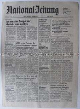 Tageszeitung der NDPD "National-Zeitung" u.a. zu "neofaschistischen Tendenzen" in der DDR