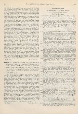 579 [Rezension] Pfleiderer, Rudolf (Hrsg.), Die Bibel, das ist die ganze Heilige Schrift des Alten und Neuen Testamentes nach der deutschen Uebersetzung D. Martin Luther‘s. Mit Bildern der Meister christlicher Kunst. 51. - 59. Lfg