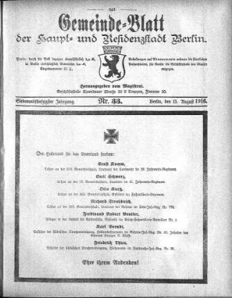1916,33: Nr. 33, 13. August 1916