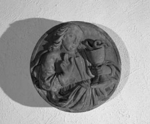 Schlußstein mit Johannes-Relief
