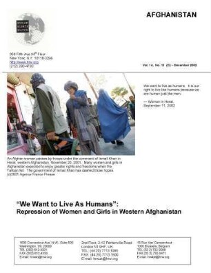 "We want to live as humans" : repression of women and girls in Western Afghanistan