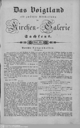 Parochie Langenhessen (Beschluß), Niebra, Hilbersdorf, Die Parochie Werda : 13. Lieferung