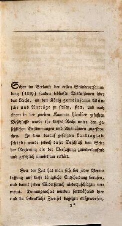 Ueber die Rechte der bayerischen Ständeversammlung in Beziehung auf Wünsche und Anträge an die Regierung