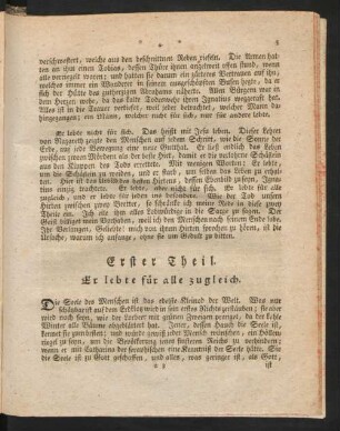 Erster Theil. Er lebte für alle zugleich