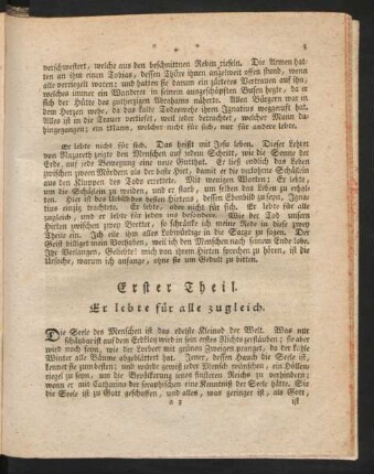 Erster Theil. Er lebte für alle zugleich