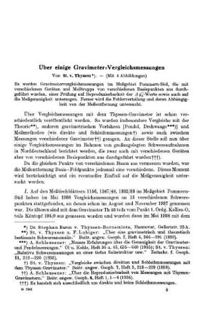 Über einige Gravimeter-Vergleichsmessungen