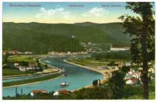 Tetschen. Bodenbach, Schäferwand, Elbe und Schloß Tetschen