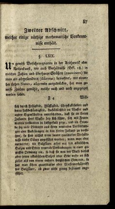 Zweiter Abschnitt, welcher einige nöthige mathematische Vorkenntnisse enthält.
