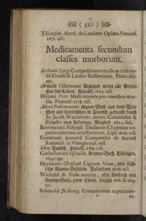 Medicamenta secundum classes morborum.