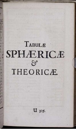 Tabulae Sphaericae & Theoricae.
