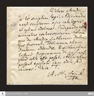 Brief von August Hermann Francke an [Anton Wilhelm Böhm].