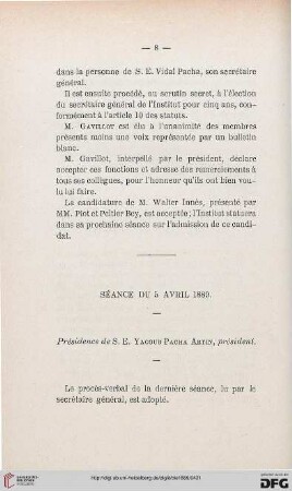 Séance du 5 avril 1889