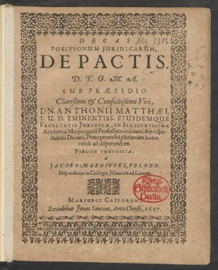 Decas Positionum Iuridicarum, De Pactis