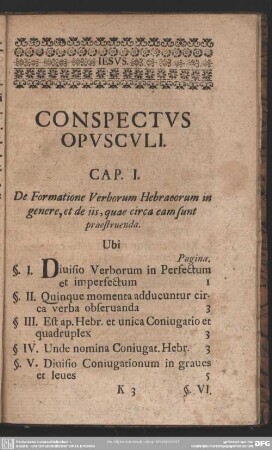 Conspectus Opusculi