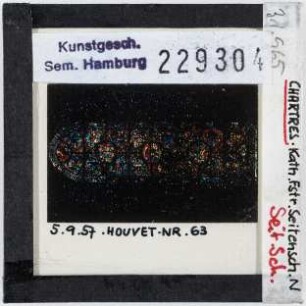 Chartres: Kathedrale, Glasfenster, Seitenschiff Nord, aufgenommen 5.9. 1957