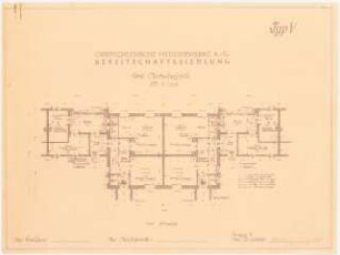 Gartenanlage Bereitschaftssiedlung Oberschlesische Hydrierwerke, Blechhammer: Siedlungshaus Typ 5: Grundriss Erdgeschoss 1:100