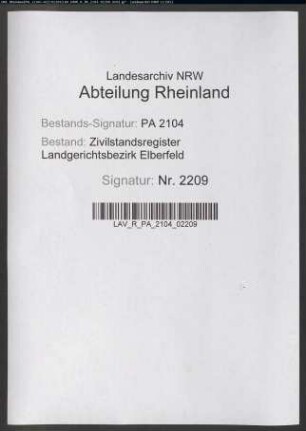 Heiratsregister Heiligenhaus