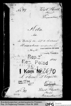 Teilung des auf der Feldmark Marzahne vorhandenen Forstes