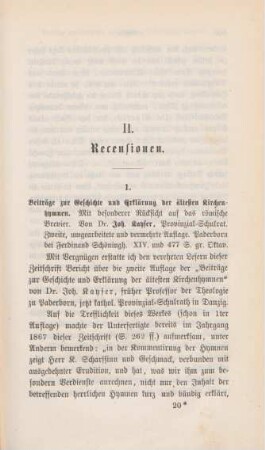 299-304 [Rezension] Kayser, Johann, Beiträge zur Geschichte und Erklärung der Kirchenhymnen