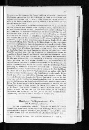 Hamburger Volkspoesie um 1800.