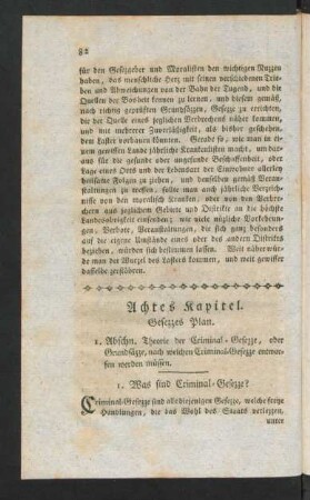 1. Abschn. Theorie der Criminal-Gesezze, oder Grundsäzze, nach welchen Criminal-Gesezze entworfen werden müssen