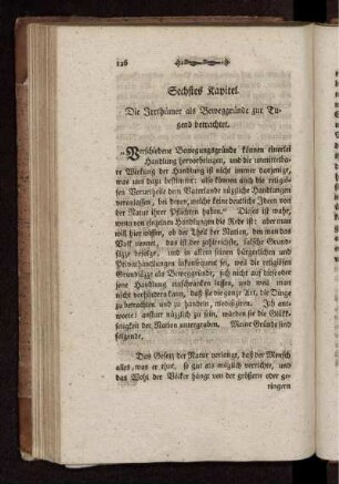 Sechstes Kapitel. Die Irrthümer als Beweggründe zur Tugend betrachtet.