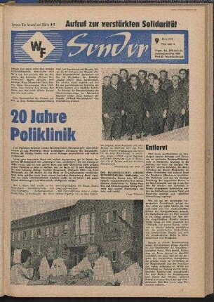 Betriebszeitung 'WF-Sender', Nr.9/1969 (28. Februar 1969)
