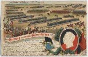 Postkarte zur Kaiserparade bei Stettin