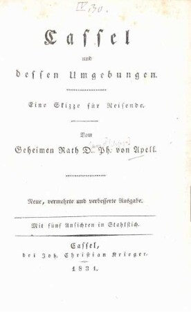 Cassel und dessen Umgebungen : ein Skizze für Reisende